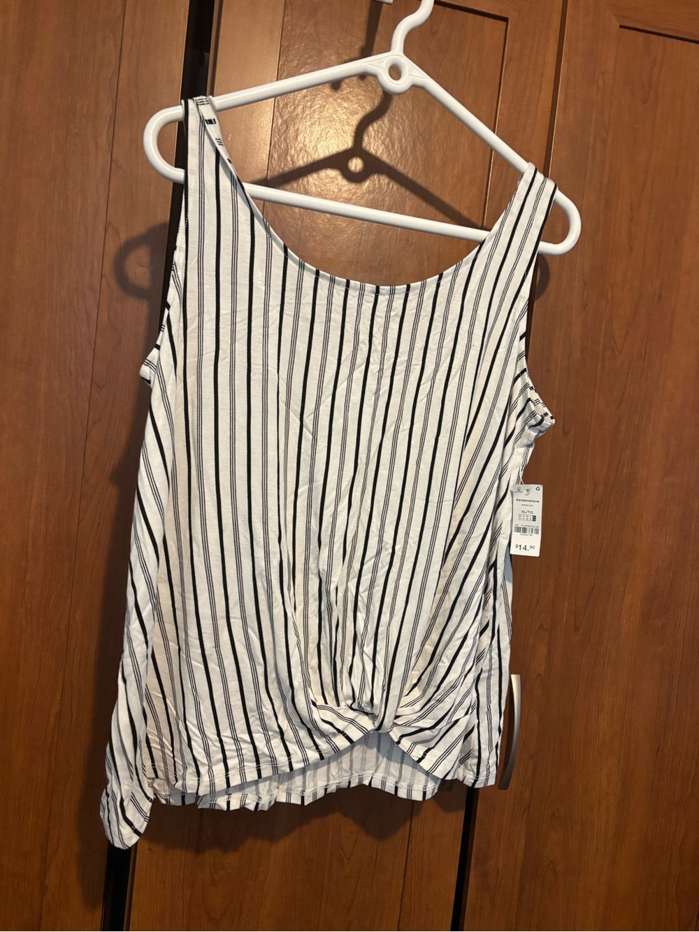 Aeropostale White Tank with Black Vertical Stripes and Front Knot